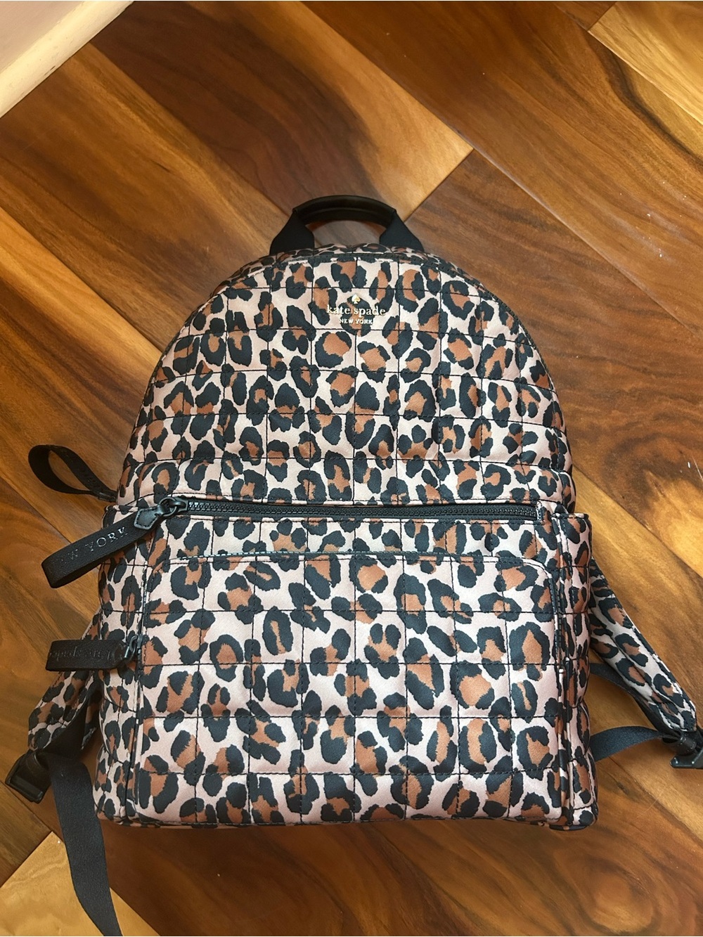 kate spade Leopard Print Quilted Backpack in Brown & Black